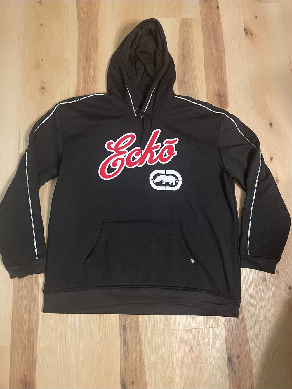 Ecko Unlimited Black Hoodie with Red Script Logo